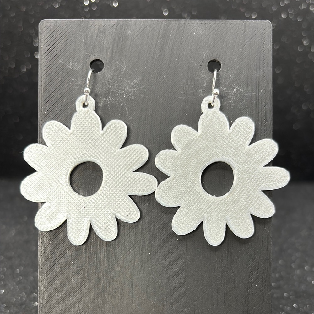 White Flower Earrings